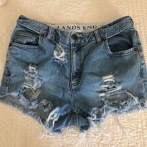 Hand made distressed high waisted jean shorts